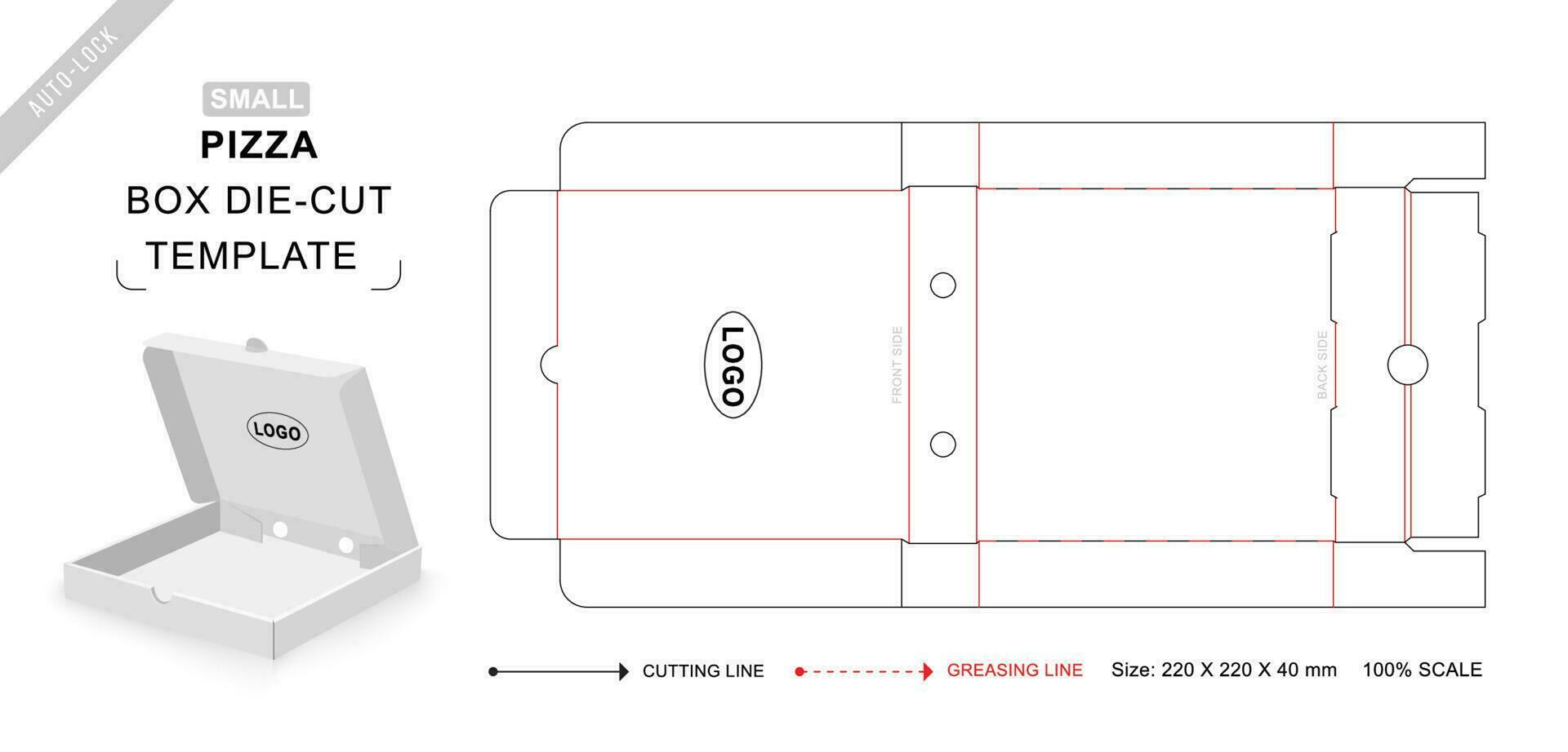 Small pizza box die cut template vector