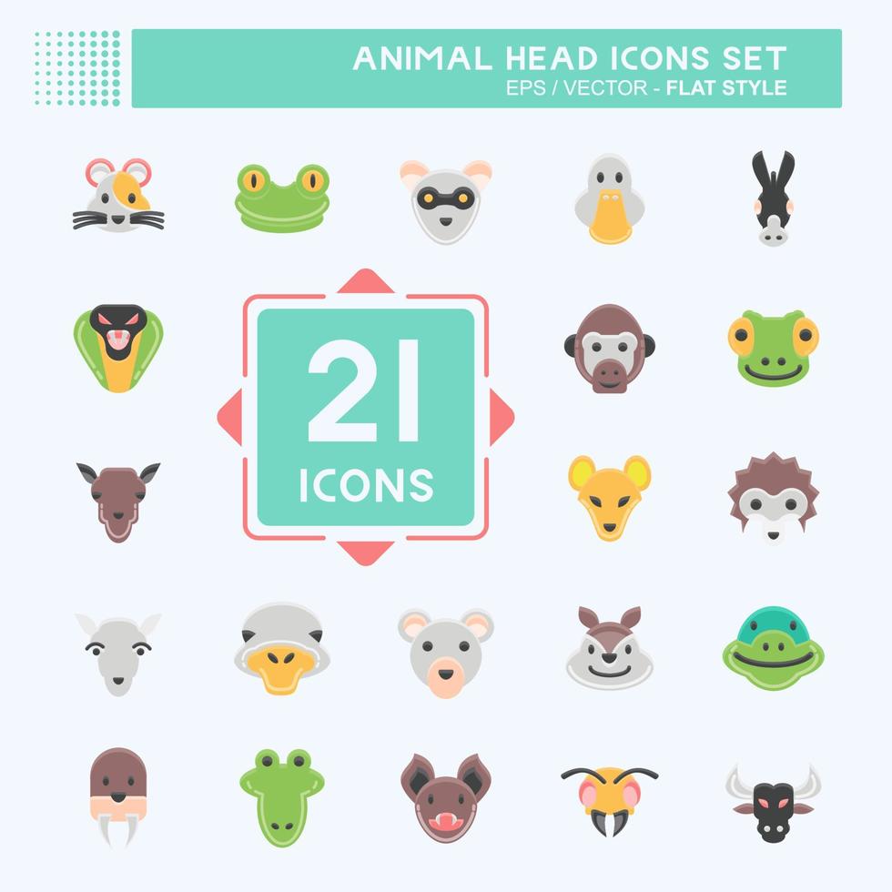 Icon Set Animal Head. related to Education symbol. simple design editable. simple illustration vector