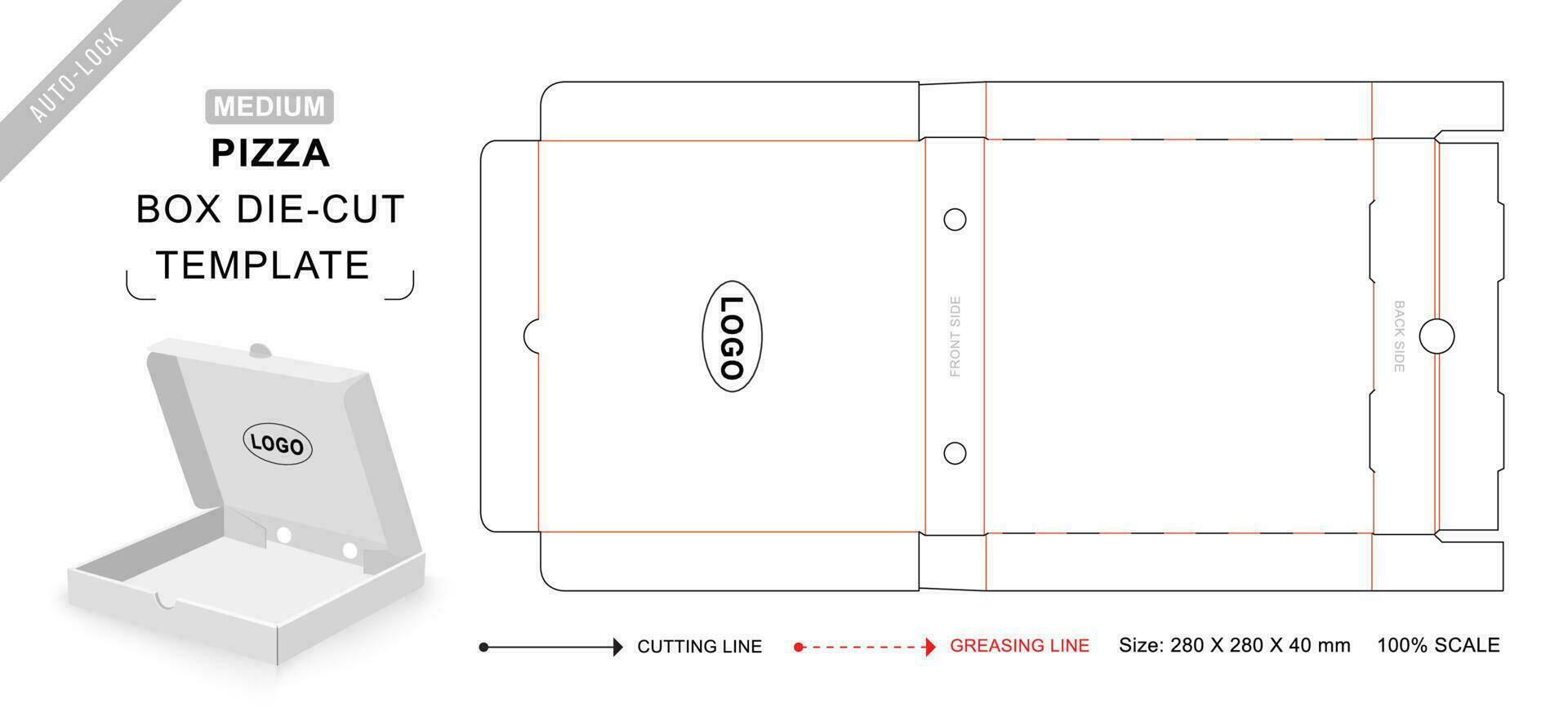 medio Pizza caja morir cortar modelo vector