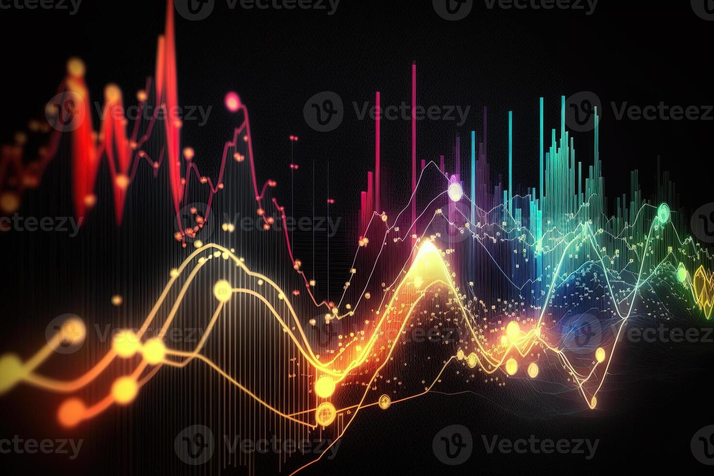 , stock market chart lines, financial graph on technology abstract background represent financial crisis, financial meltdown. Technology concept, trading market concept. photo