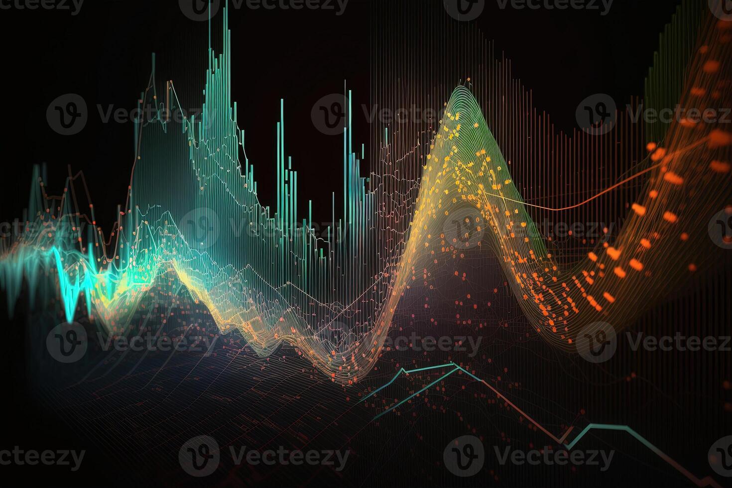 , stock market chart lines, financial graph on technology abstract background represent financial crisis, financial meltdown. Technology concept, trading market concept. photo