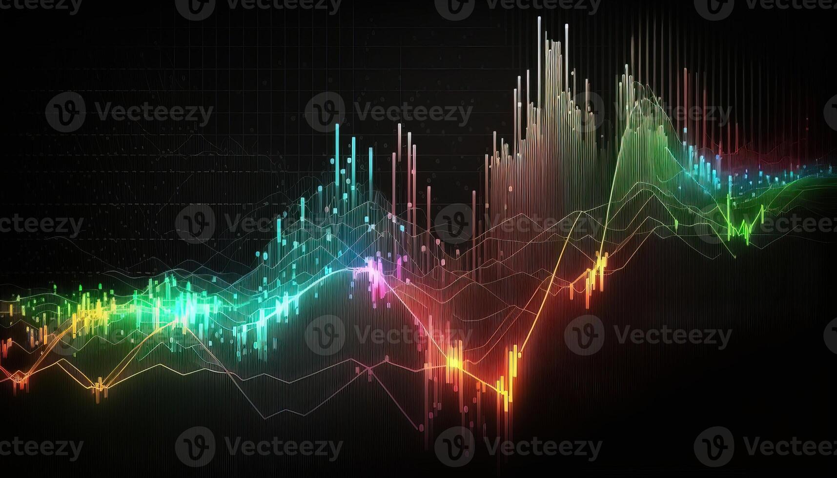 generativo ai, valores mercado gráfico líneas, financiero grafico en tecnología resumen antecedentes representar financiero crisis, financiero fusión de un reactor. tecnología concepto, comercio mercado concepto. foto