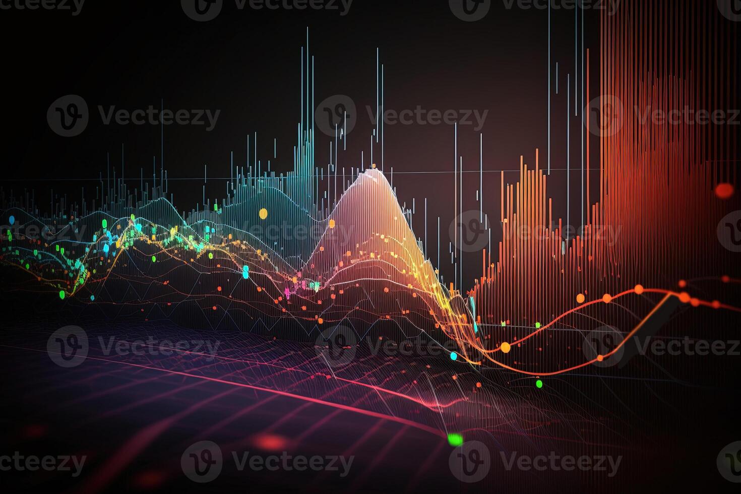 , stock market chart lines, financial graph on technology abstract background represent financial crisis, financial meltdown. Technology concept, trading market concept. photo