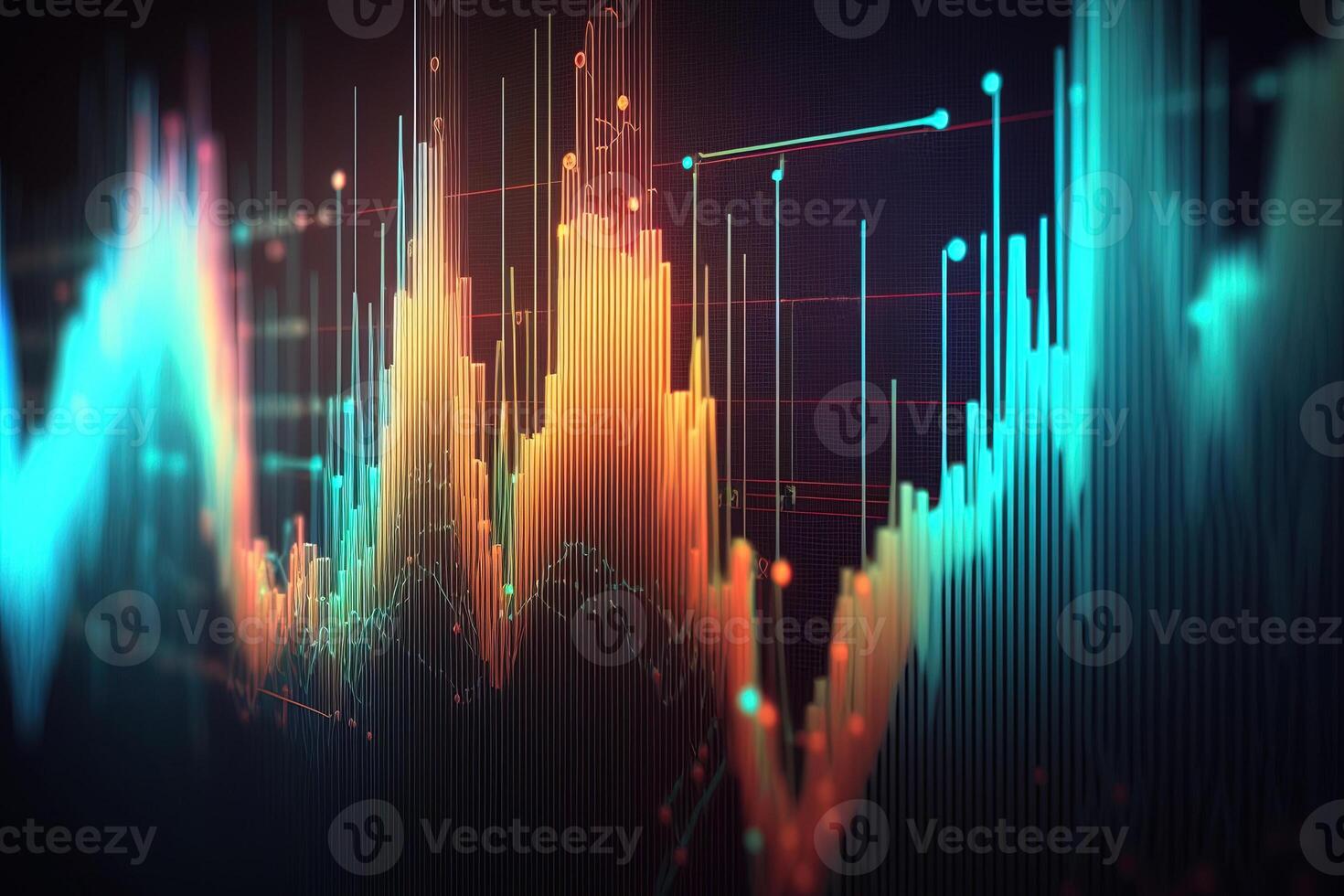 , stock market chart lines, financial graph on technology abstract background represent financial crisis, financial meltdown. Technology concept, trading market concept. photo