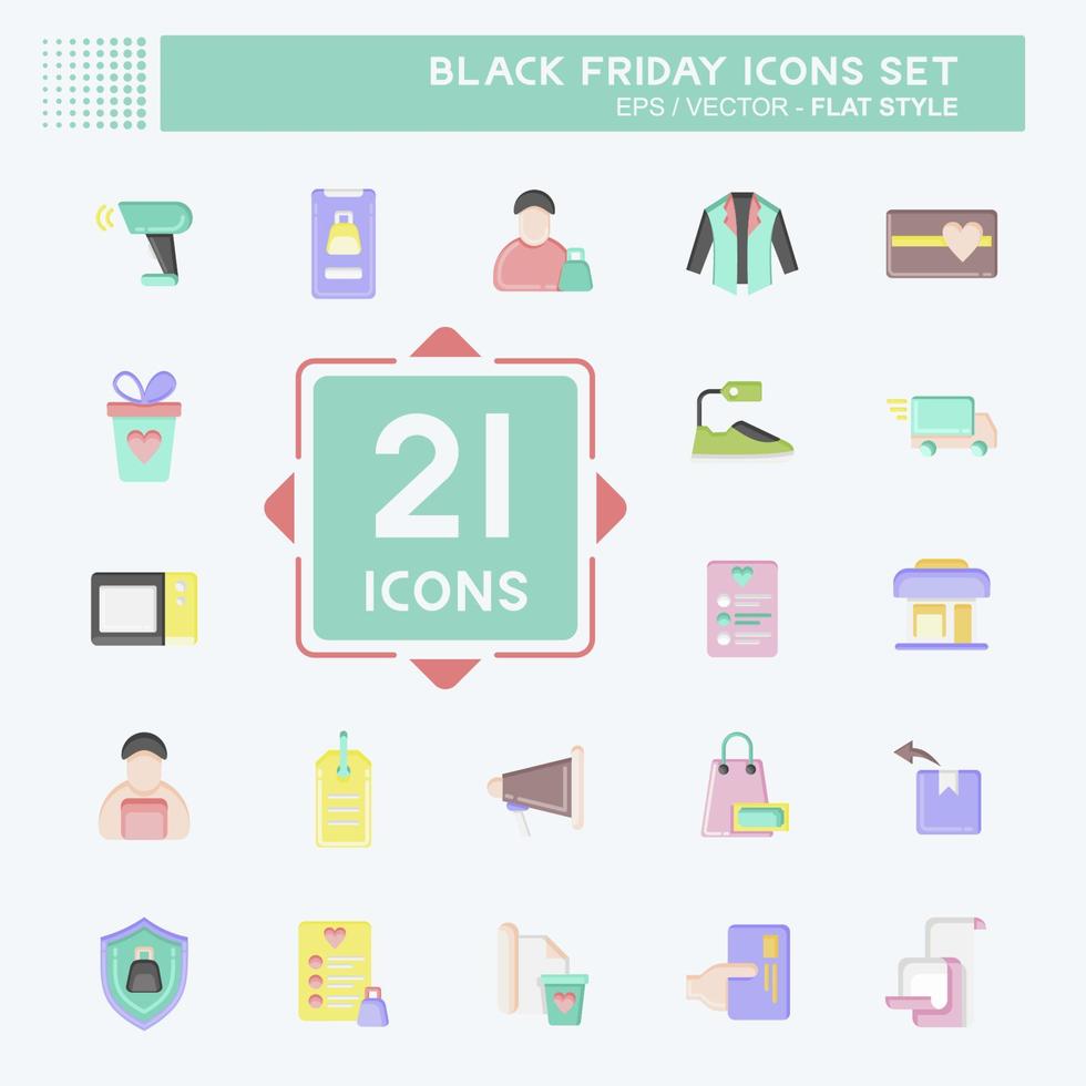 Icon Set Black Friday. related to Education symbol. shopping. simple illustration vector