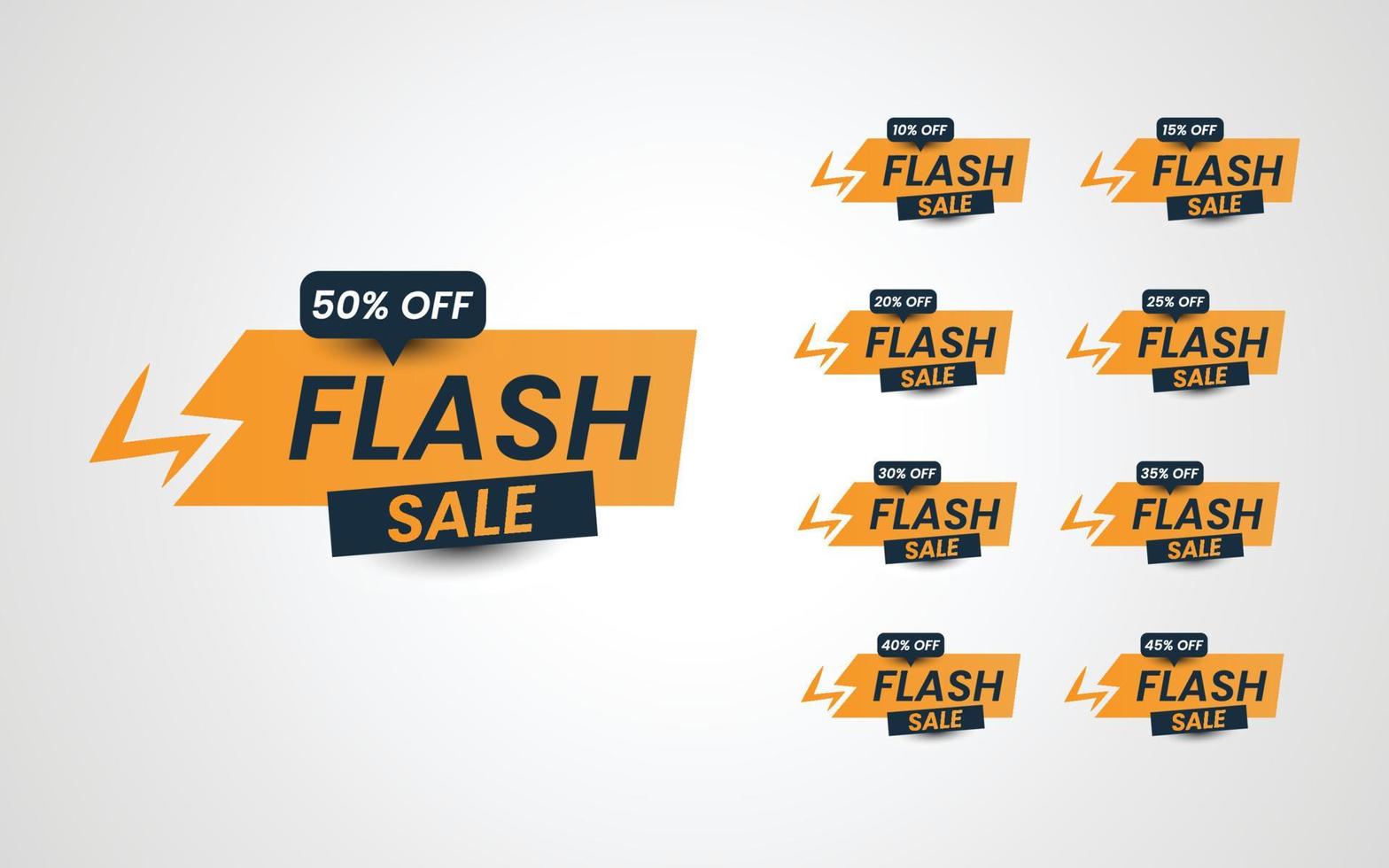 Set flash sale discount tag label special offer 10 to 50 percent illustration template design vector