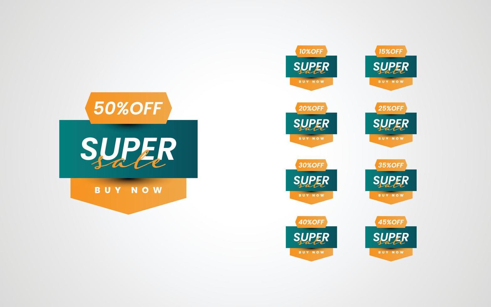 Set Super sale discount tag label special offer 10 to 50 percent illustration template design vector