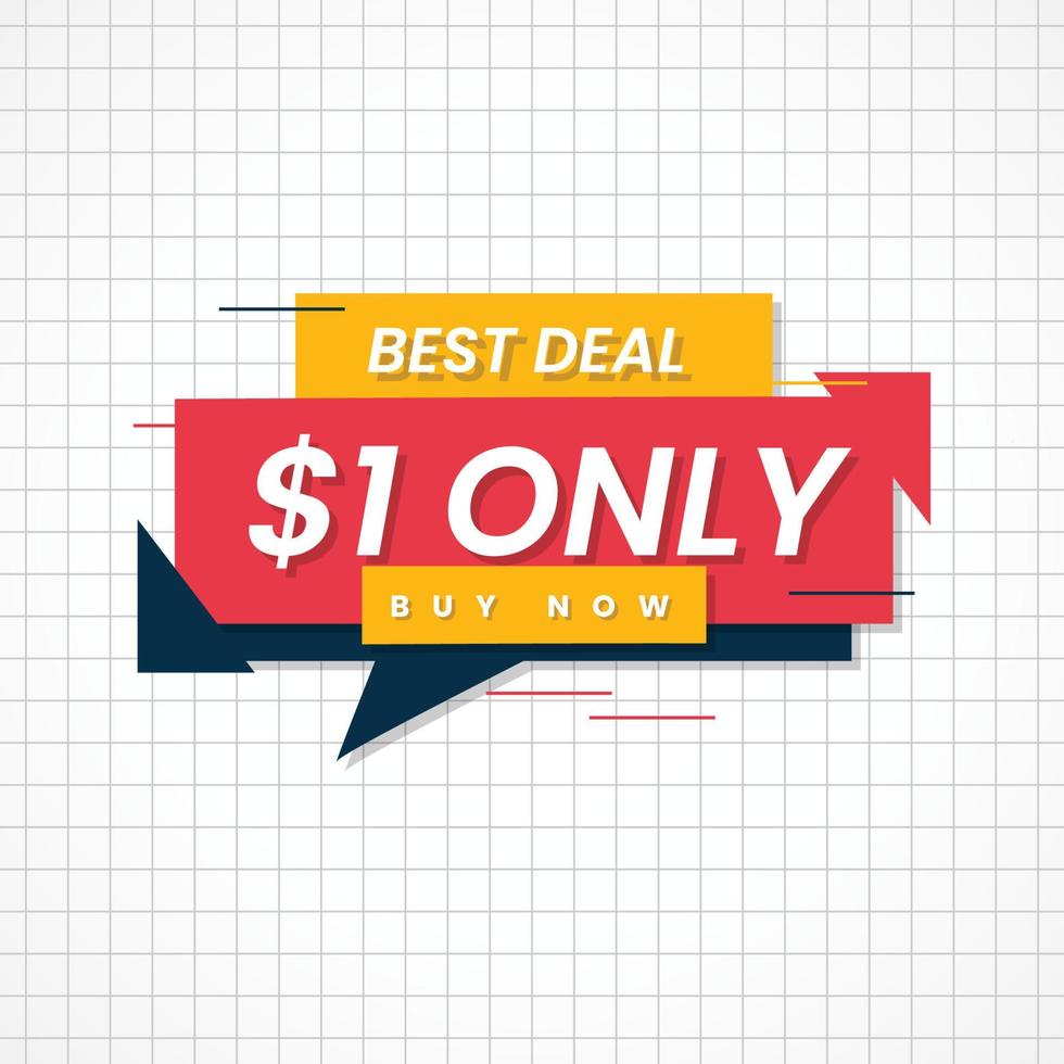 Best deal 1 dollar only sale label template design vector
