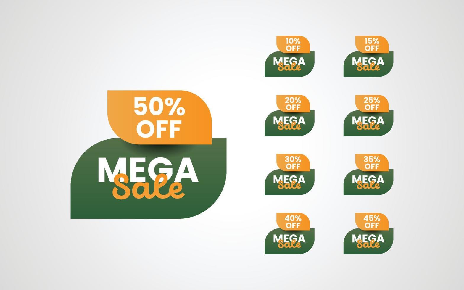 Set mega sale discount tag label special offer 10 to 50 percent illustration template design vector