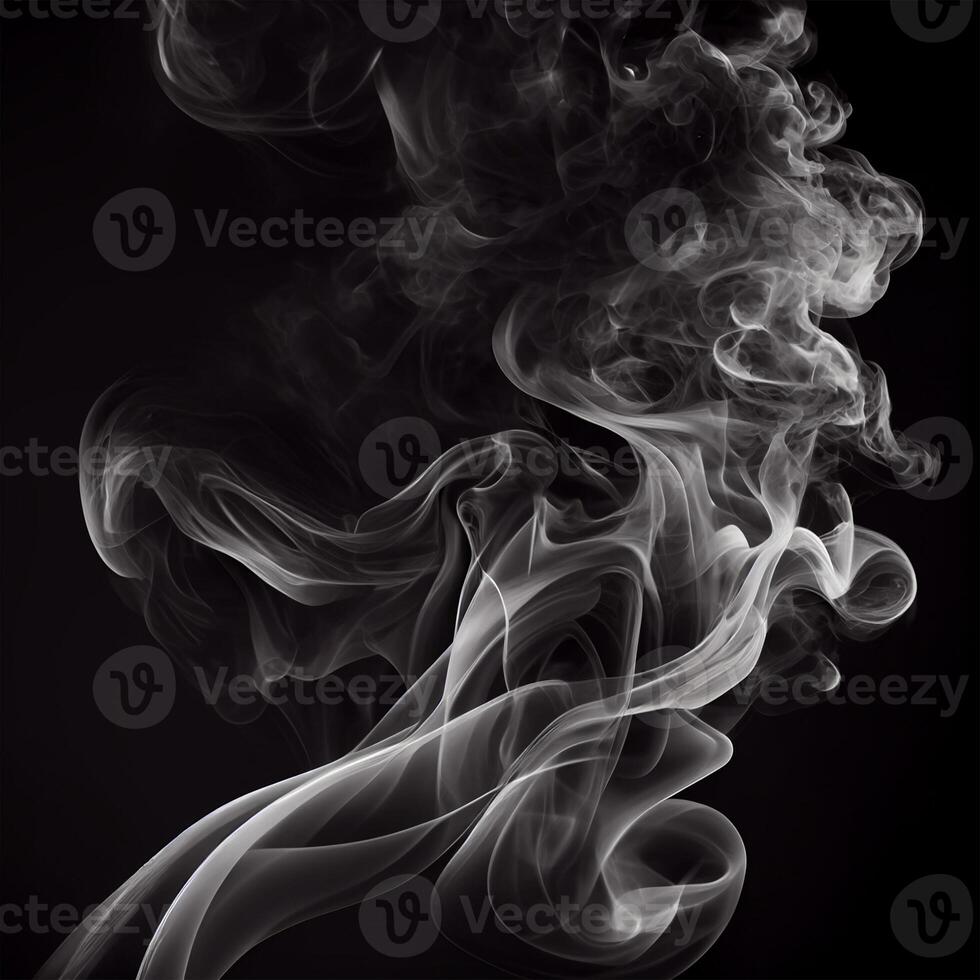 Thick white smoke on a dark background - image photo