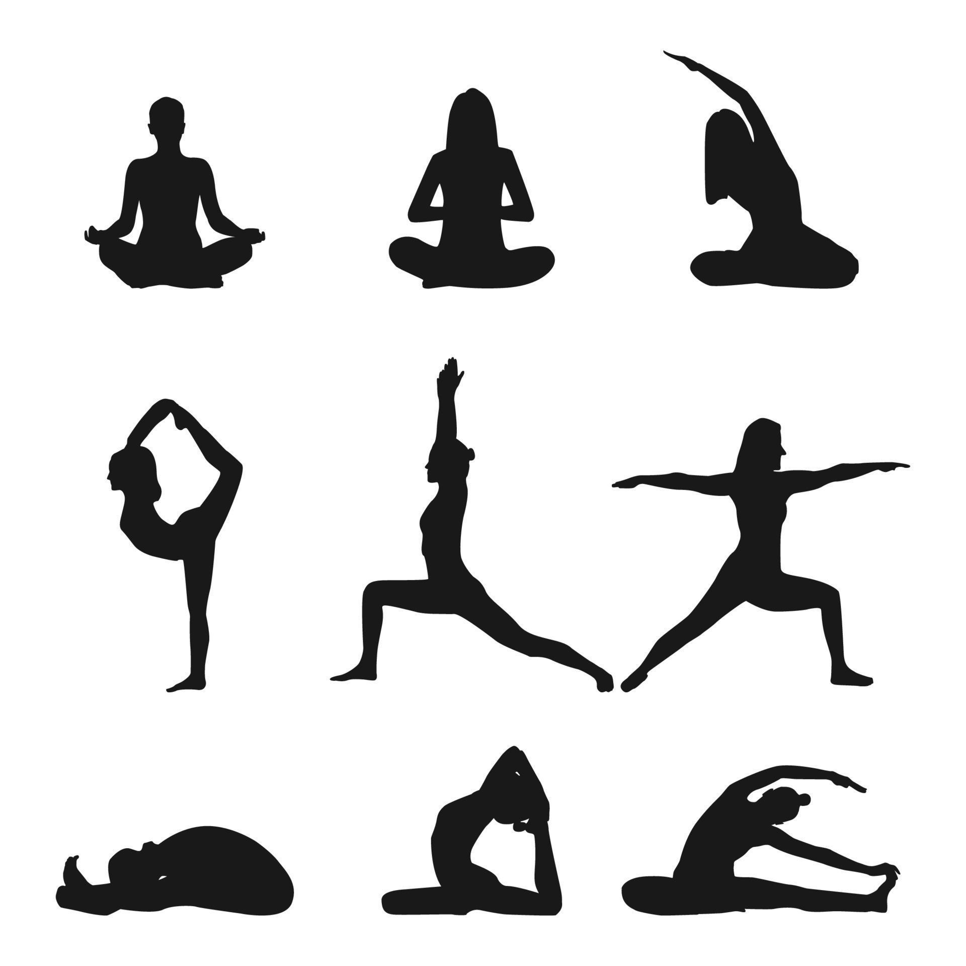 set of yoga meditation vector silhouettes 21737930 Vector Art at Vecteezy