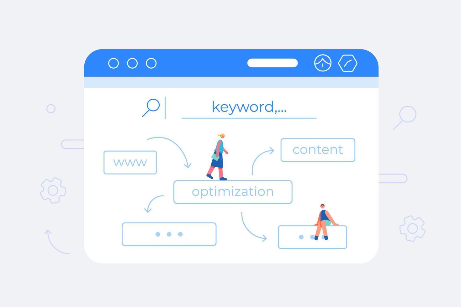 SEO keywords searching concept in flat design vector