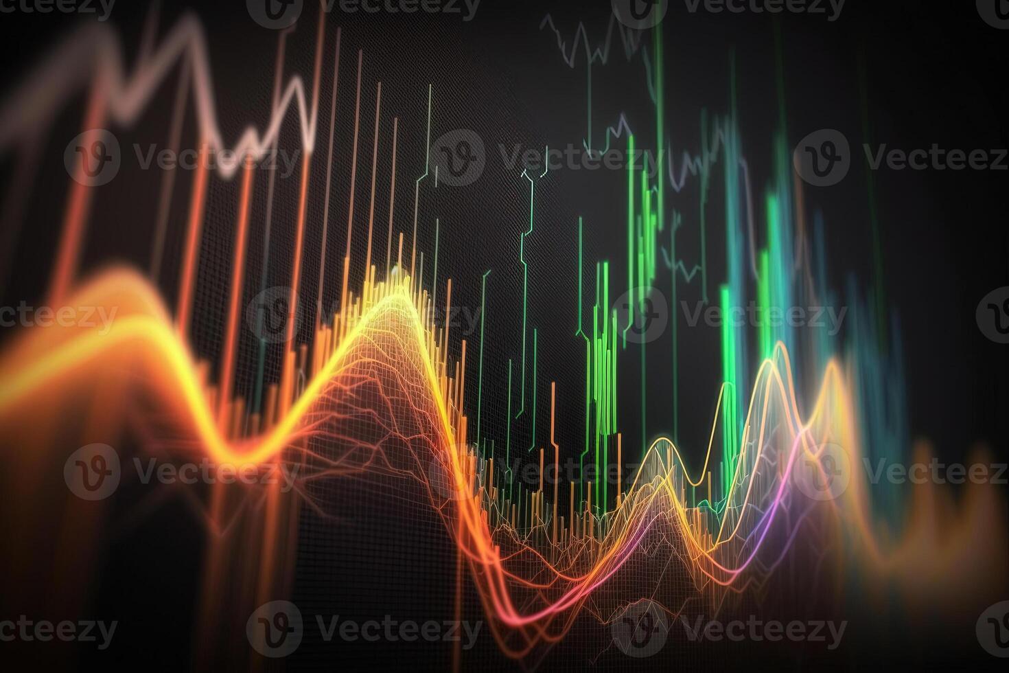, stock market chart lines, financial graph on technology abstract background represent financial crisis, financial meltdown. Technology concept, trading market concept. photo