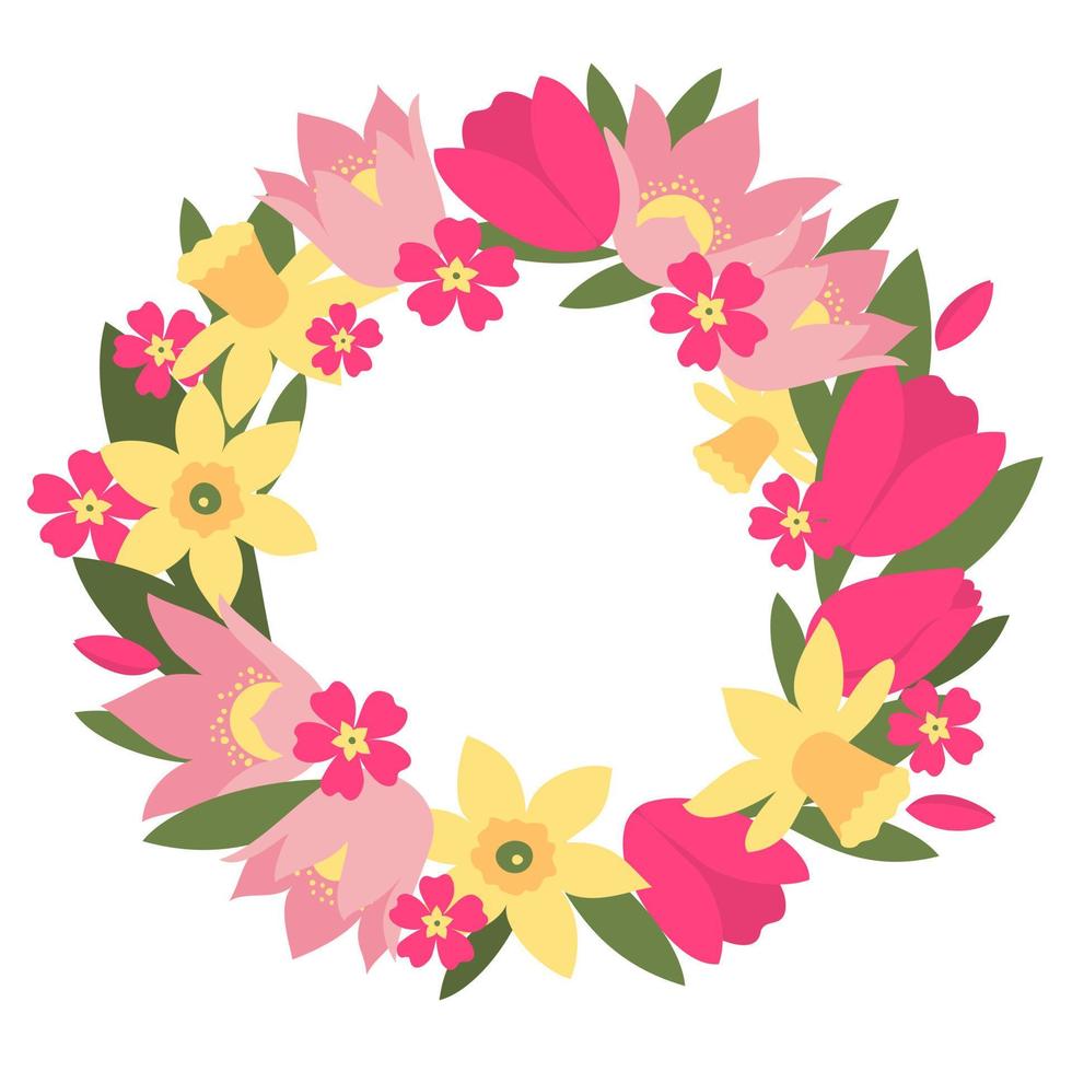 WREATH SPRING FLOWERS vector