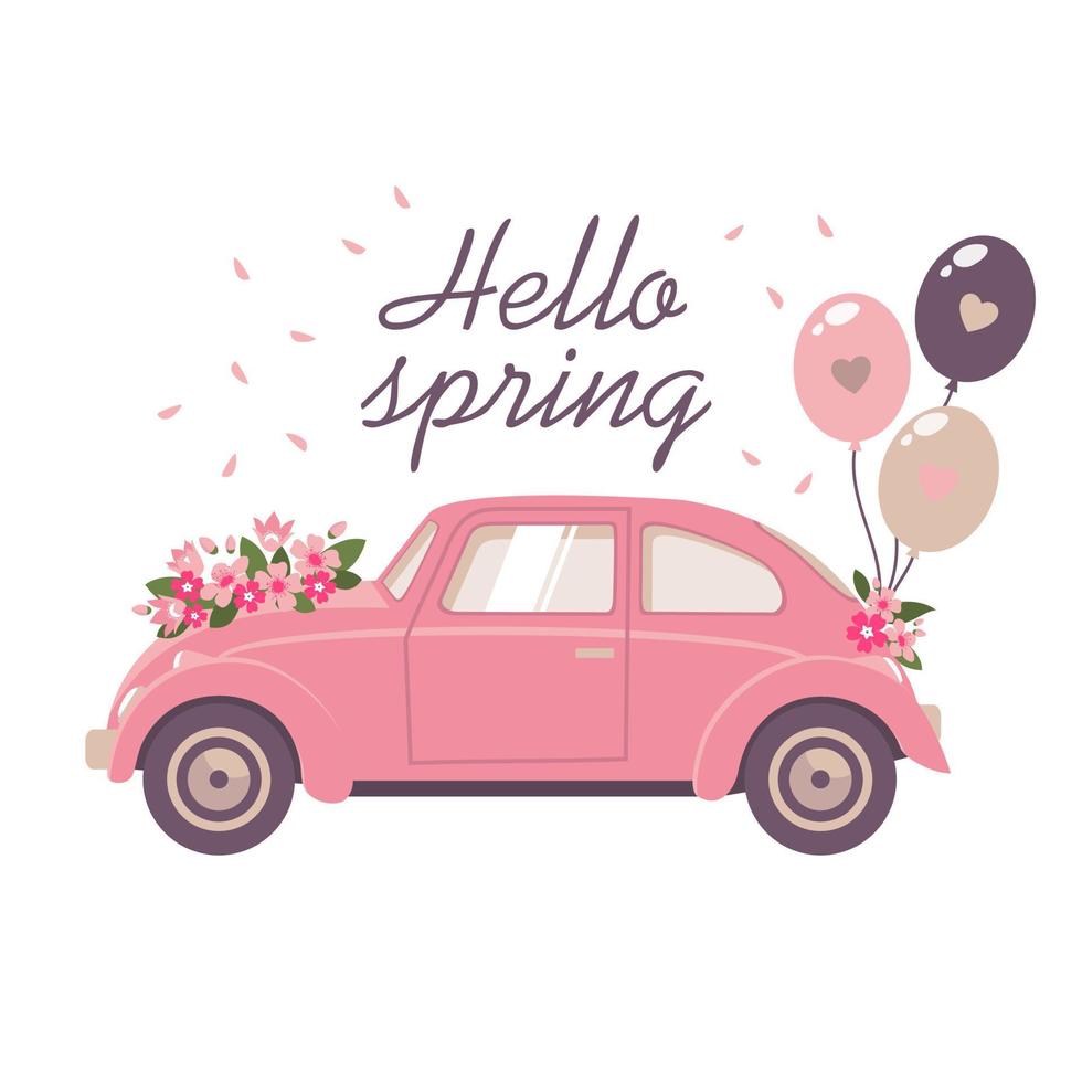 CAR SPRING FLOWERS vector