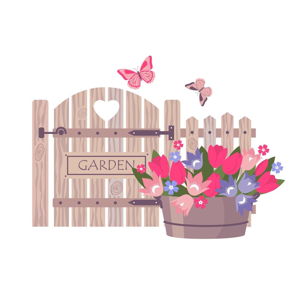 GARDEN FENCE FLOWERS vector