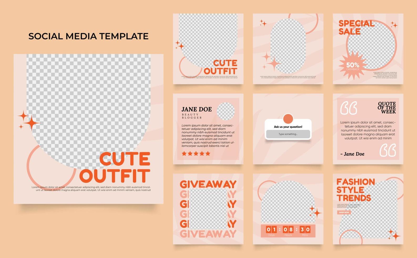 social media template banner fashion sale promotion in pink color vector