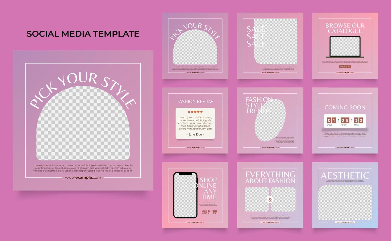 social media template banner fashion sale promotion in purple pink gradient vector