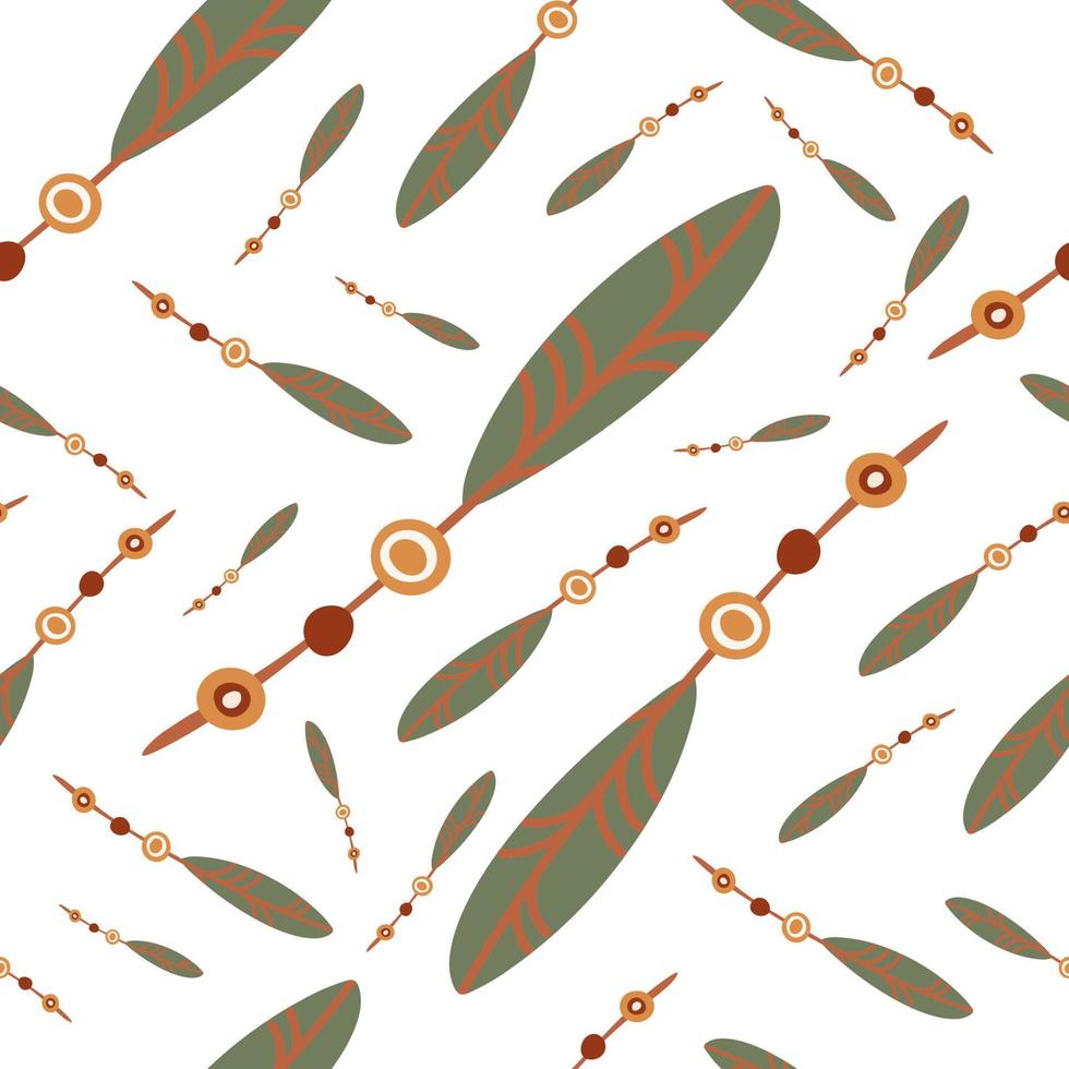 Seamless pattern ethnic boho feather vector