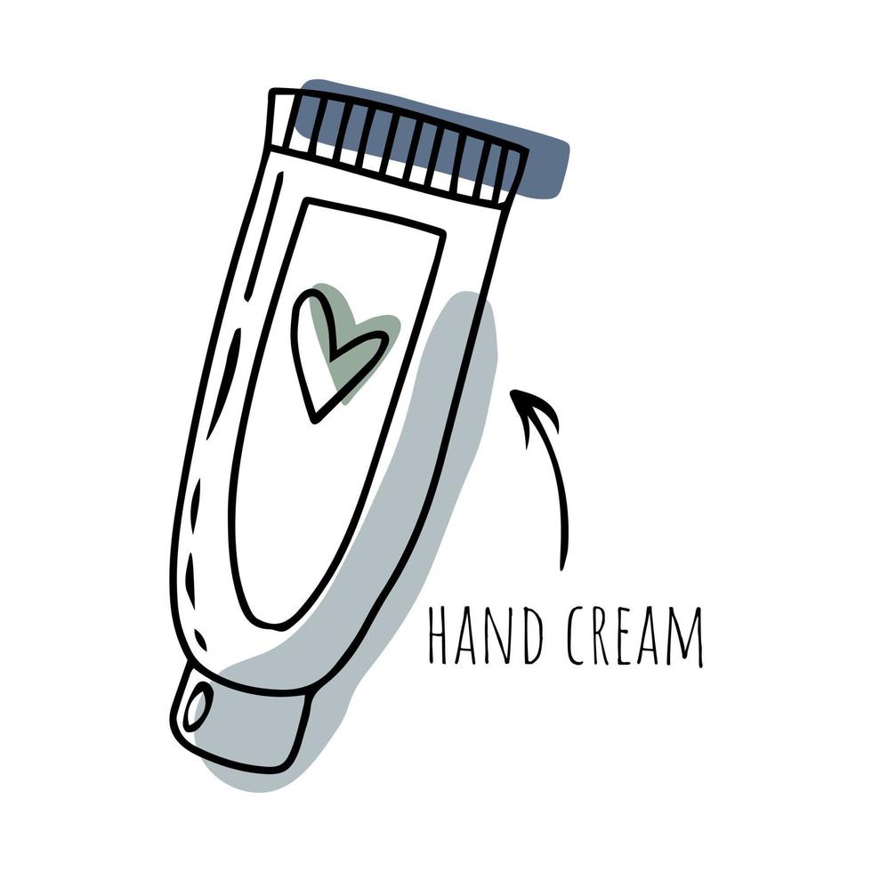 Doodle hand cream, self care vector