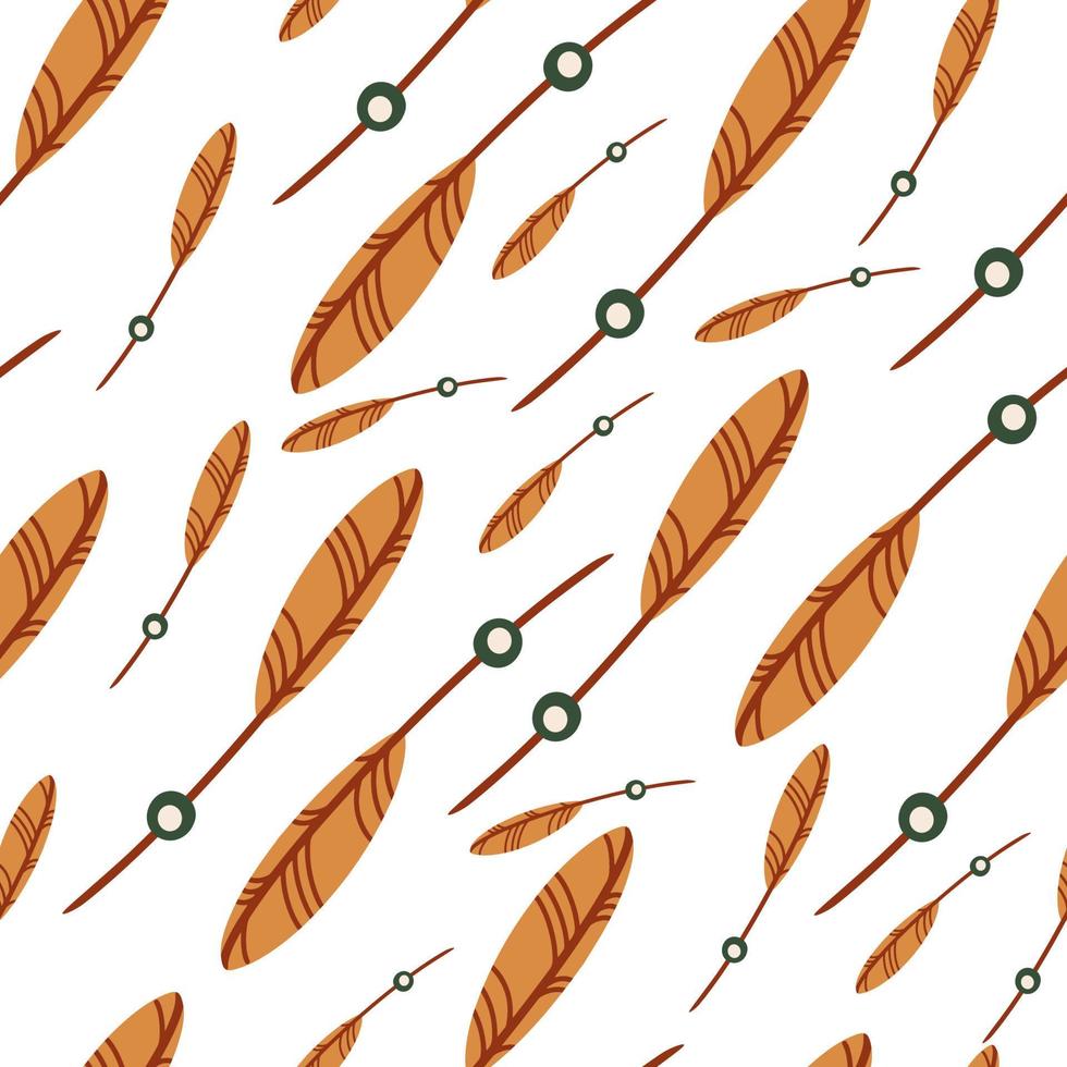 Seamless pattern Hand drawn ethnic boho feathers vector