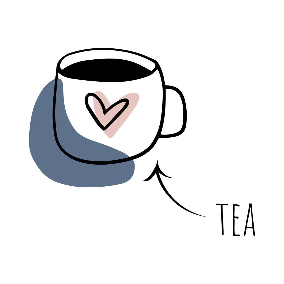Doodle cup of tea with self care vector