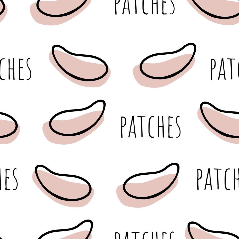 Seamless pattern Doodle eye patches, self care vector