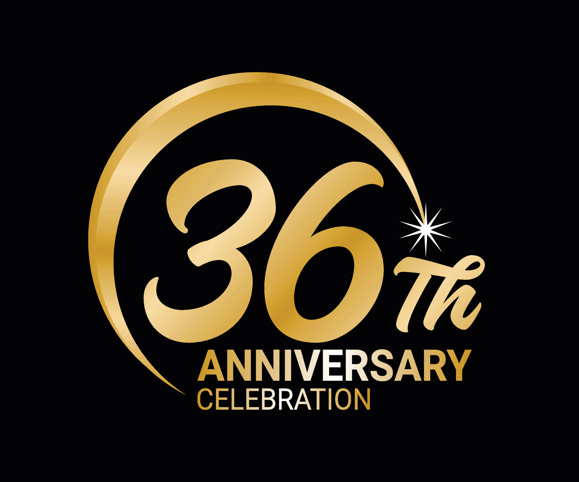 36th Anniversary ordinal number Counting vector art illustration in