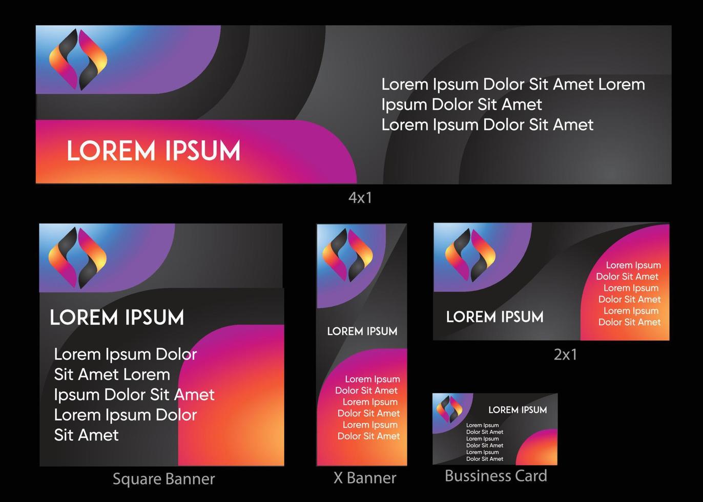 Psychedelic purple black Orange company banner backdrop advertisement corporate set or pack vector