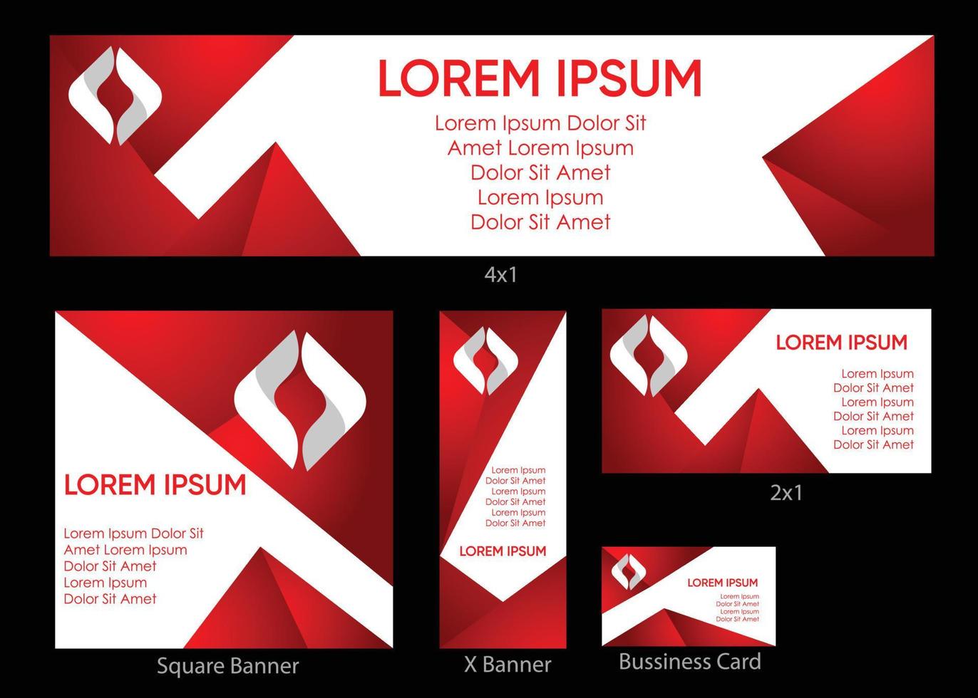 White and Red simple gradient company banner backdrop advertisement corporate design set or pack vector