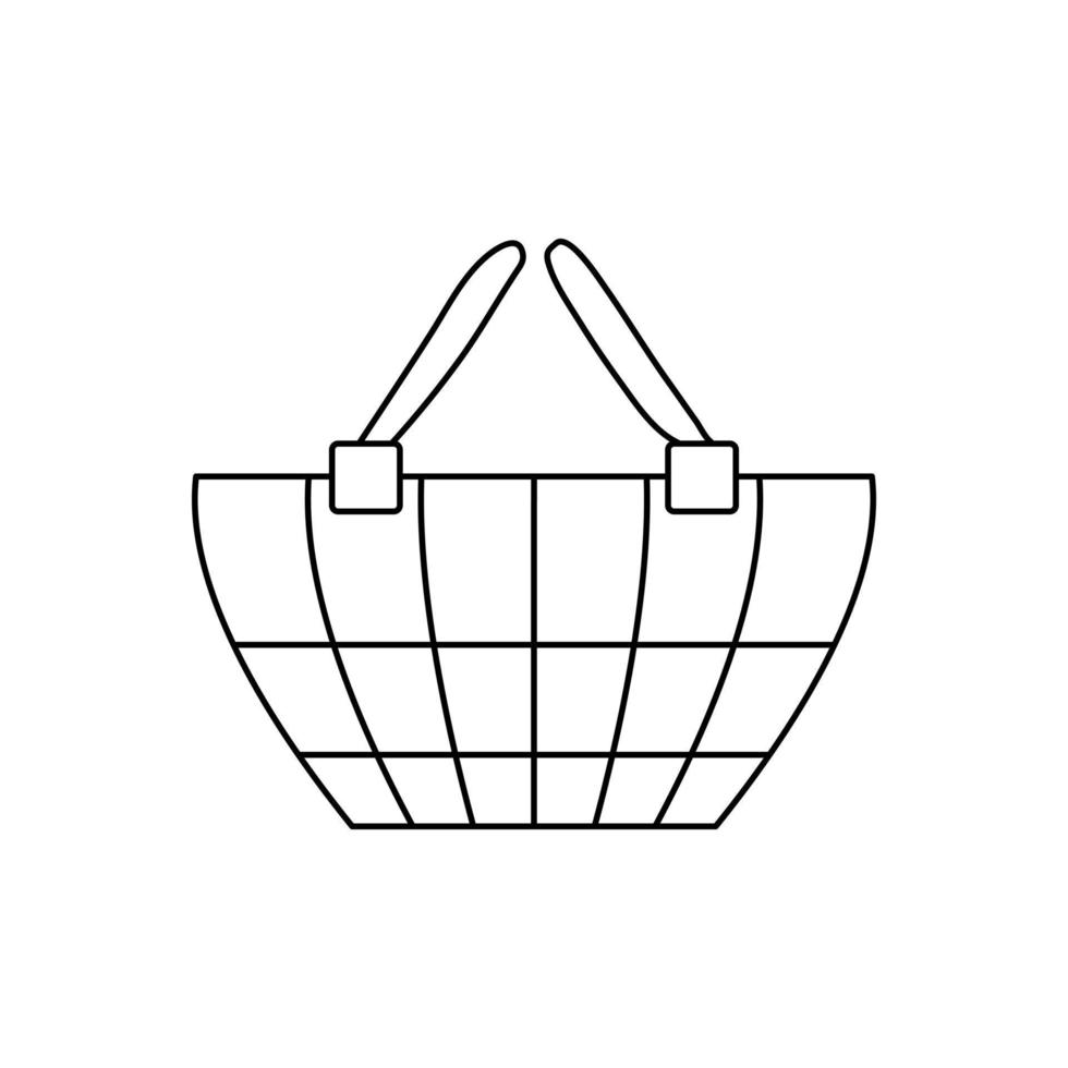 Simple outline doodle shopping basket. Isolated on white background. vector