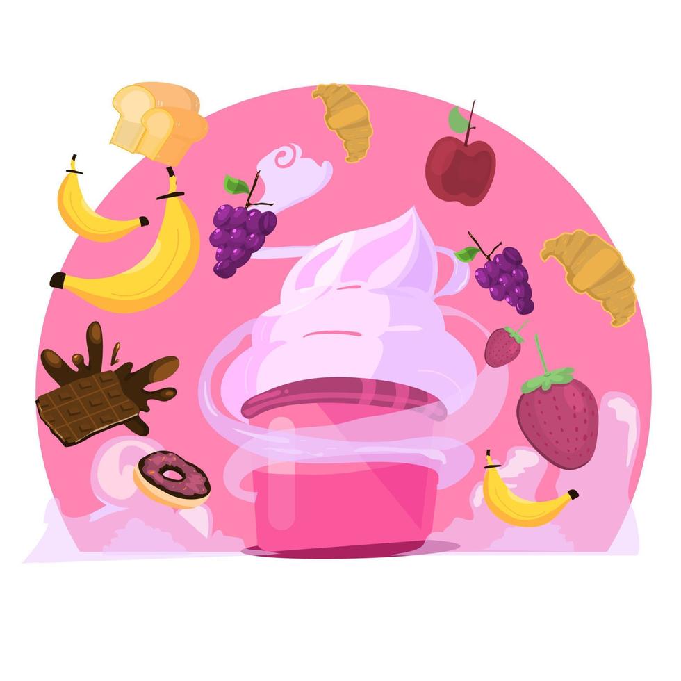 Vector illustration of muffin and ingredient. flat style.