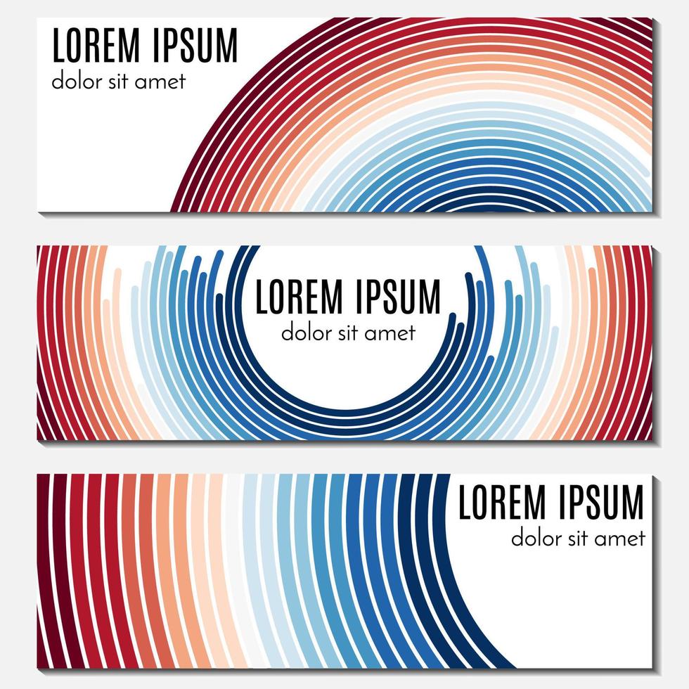 Set of colorful abstract header banners with curved lines and place for text. Vector backgrounds for web design.