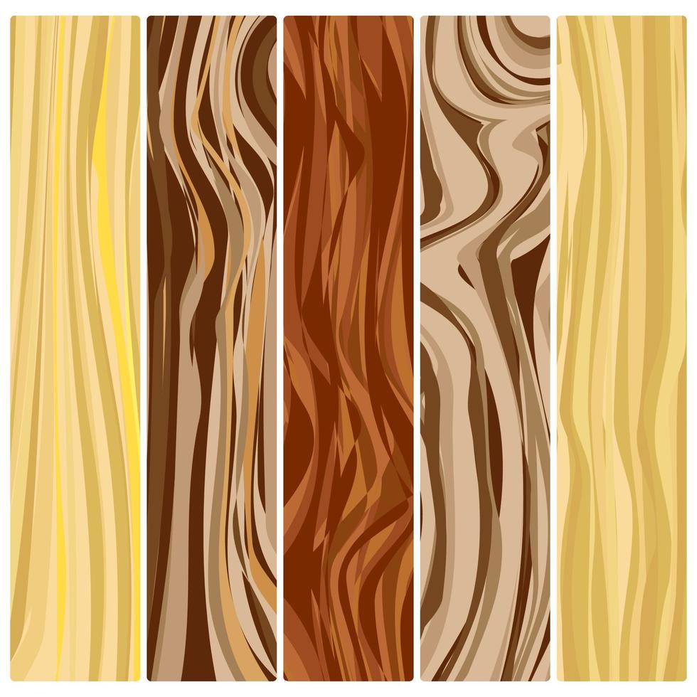 cinco tablas de madera. vector textura de madera abstracta en diseño plano.
