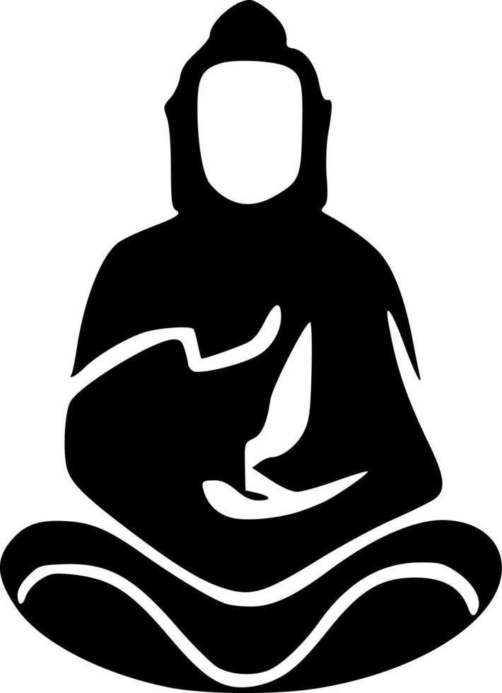 black and white of buddha icon shape vector