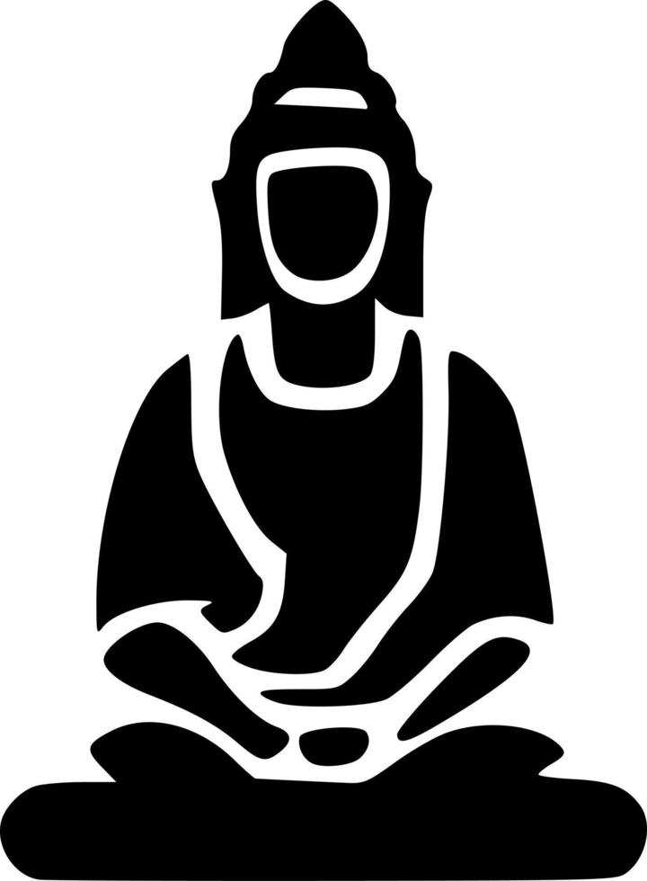 black and white of buddha icon shape vector