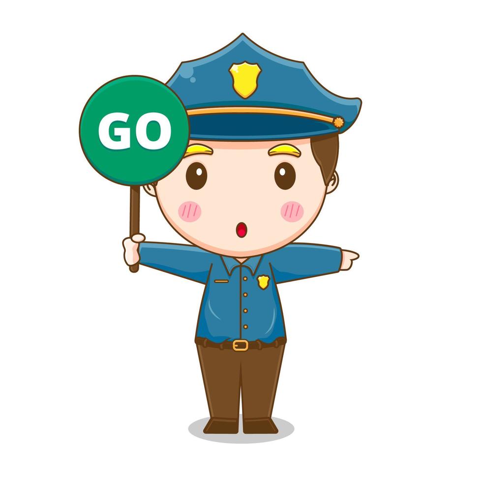 Cute police with Go sign vector
