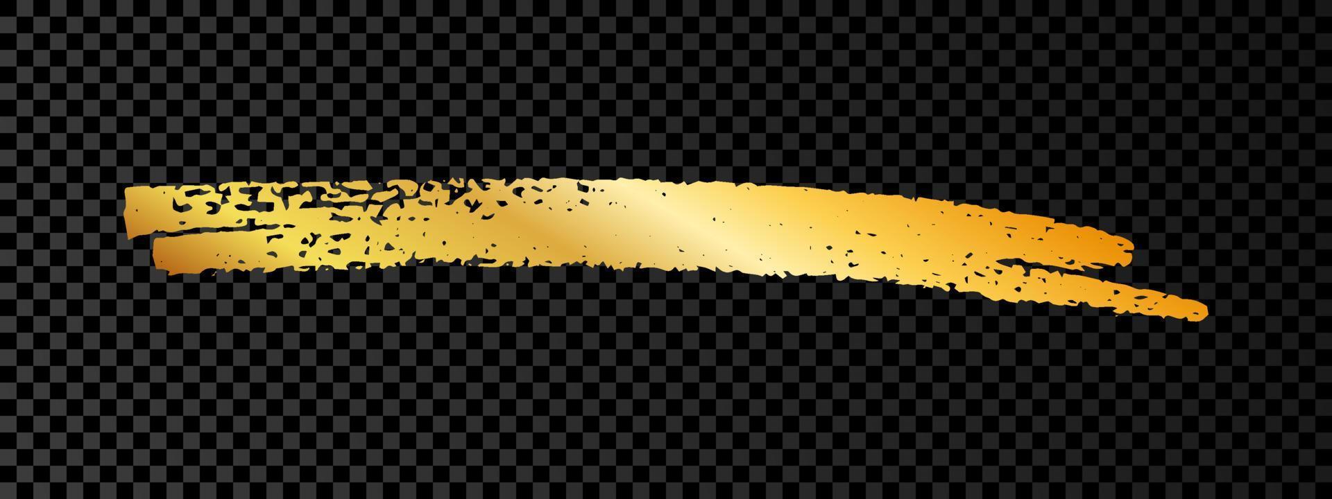 Gold paint brush smear stroke. Abstract gold glittering sketch scribble smear on dark vector