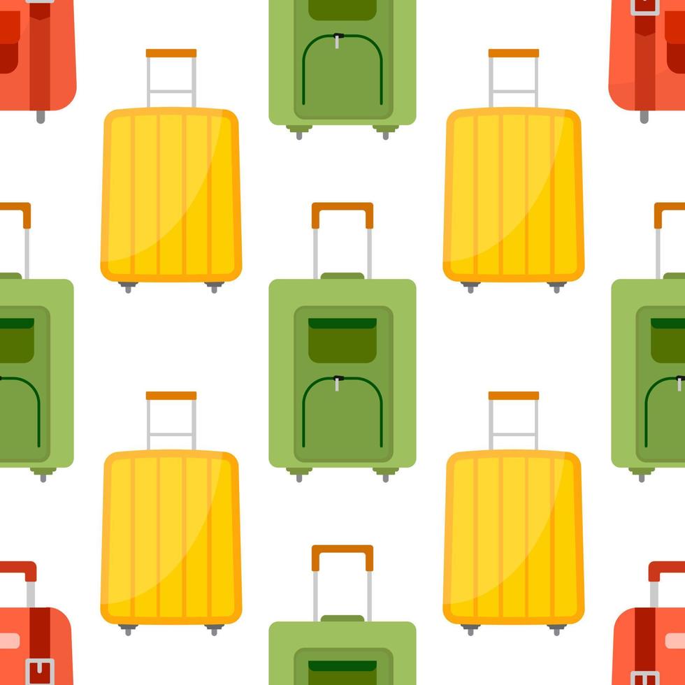 Seamless pattern with travel bag with luggage. Background with suitcase for journey trip. Vector illustration