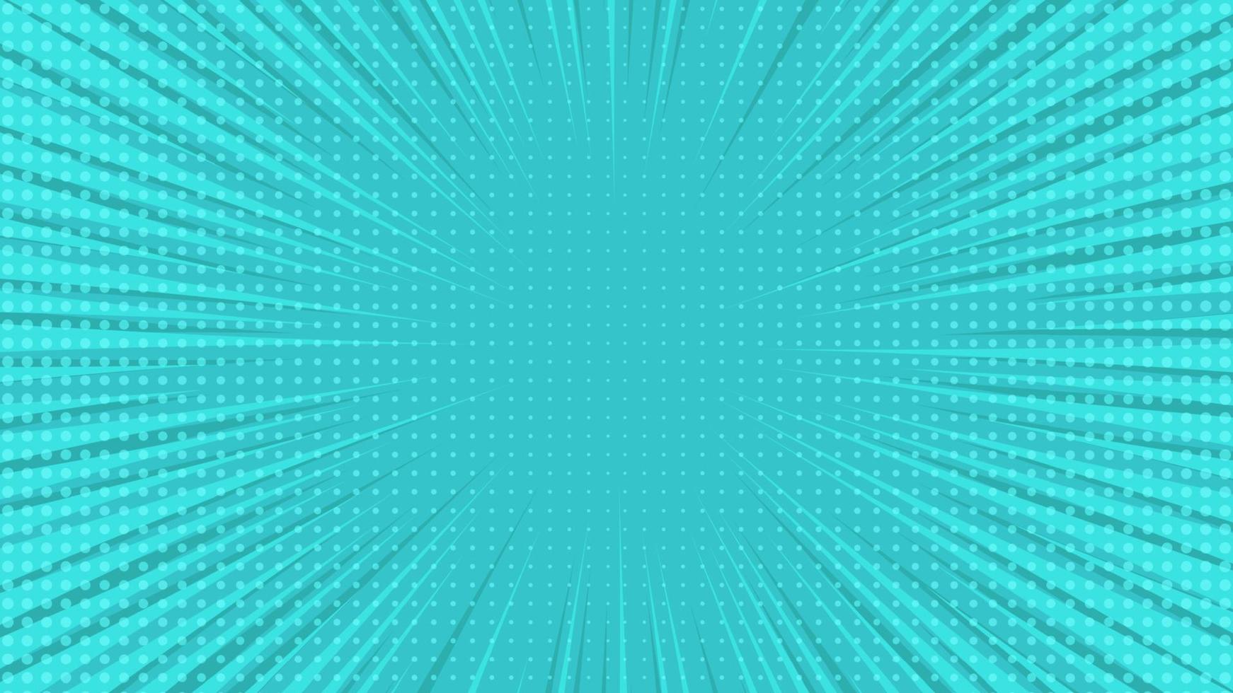 Blue comic book page background in pop art style with empty space. Template with rays, dots and halftone effect texture. Vector illustration