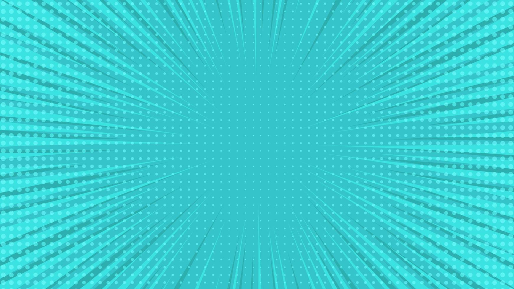 Blue comic book page background in pop art style with empty space. Template with rays, dots and halftone effect texture. Vector illustration