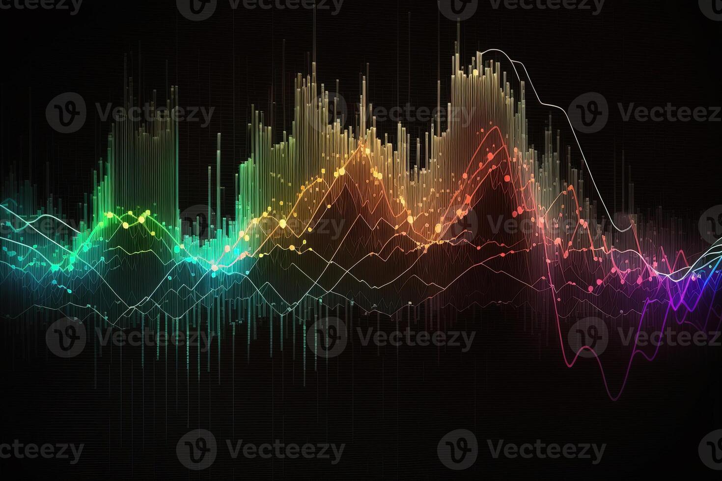 generativo ai, valores mercado gráfico líneas, financiero grafico en tecnología resumen antecedentes representar financiero crisis, financiero fusión de un reactor. tecnología concepto, comercio mercado concepto. foto