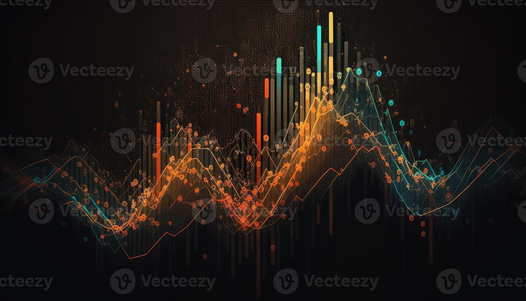 generativo ai, valores mercado gráfico líneas, financiero grafico en tecnología resumen antecedentes representar financiero crisis, financiero fusión de un reactor. tecnología concepto, comercio mercado concepto. foto