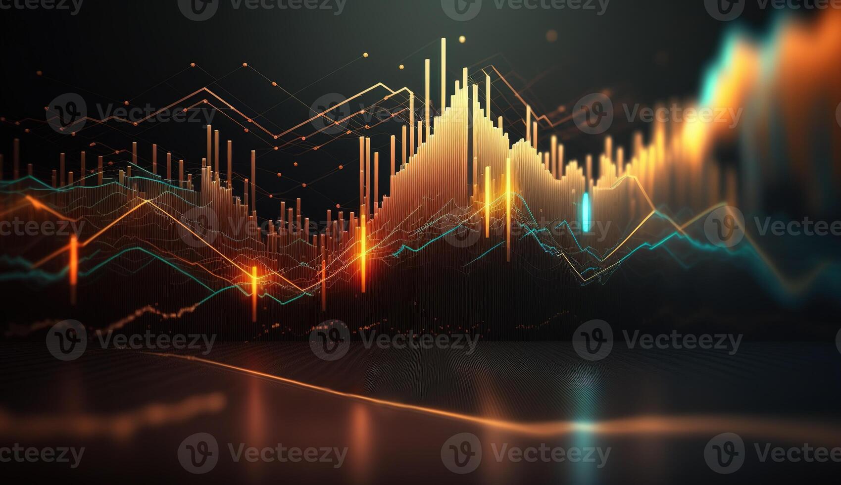 , stock market chart lines, financial graph on technology abstract background represent financial crisis, financial meltdown. Technology concept, trading market concept. photo