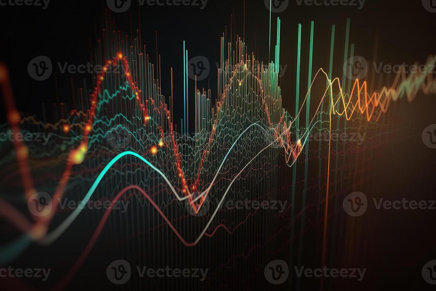 , stock market chart lines, financial graph on technology abstract background represent financial crisis, financial meltdown. Technology concept, trading market concept. photo