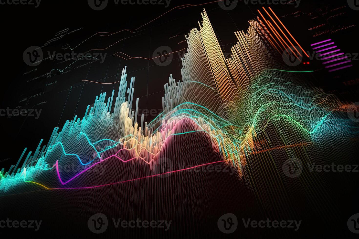 , stock market chart lines, financial graph on technology abstract background represent financial crisis, financial meltdown. Technology concept, trading market concept. photo