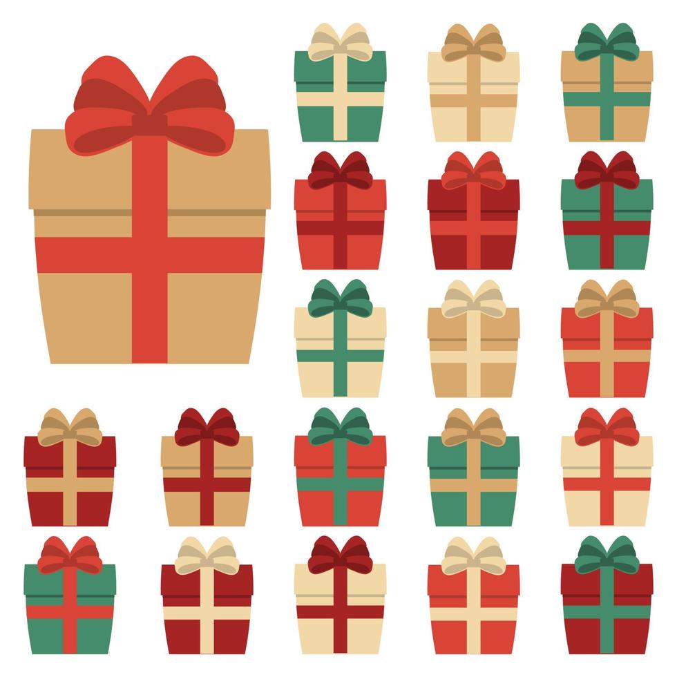 colección de veinte cajas de regalo multicolores. ilustración vectorial vector