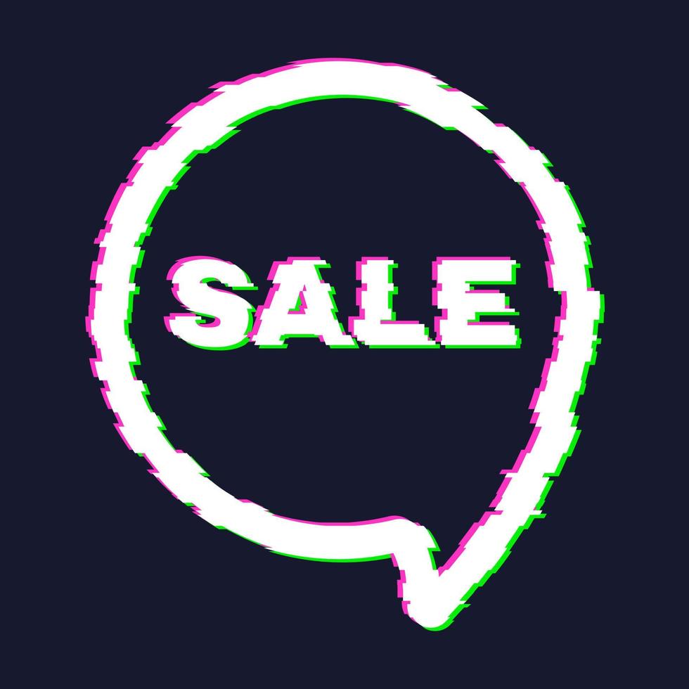 Distorted glitch sale banner with error effect on the edges and in text. Vector illustration.