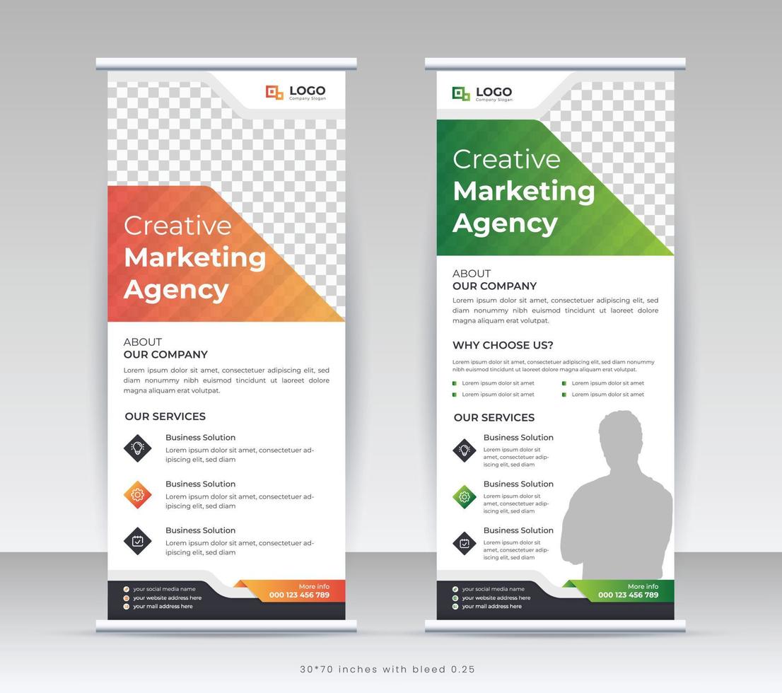 Roll up banner template design, standee design template vector