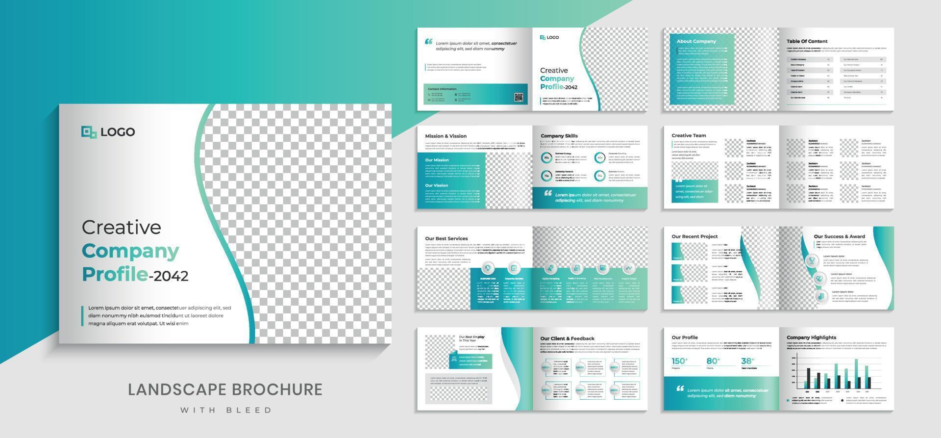 Creative corporate company profile landscape brochure minimalist template business multipage brochure vector